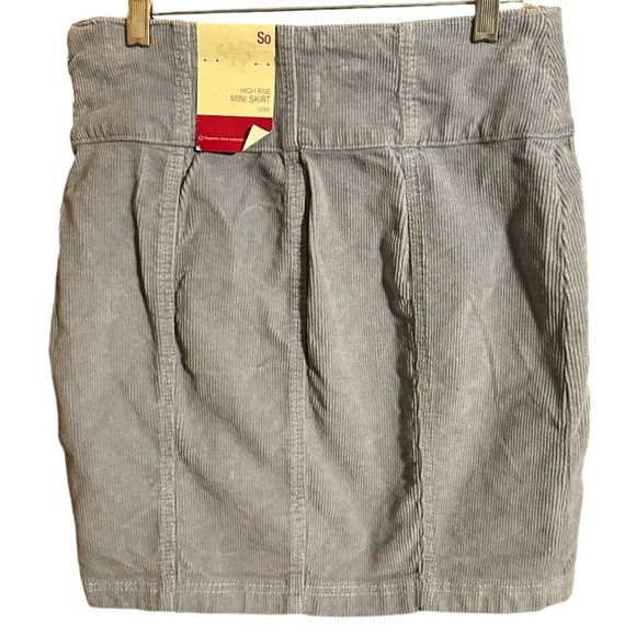Juniors' S0® Front Slit Mini Skirt. Size 7/28. Blue-Gray. Curdoroy - Picture 3 of 7